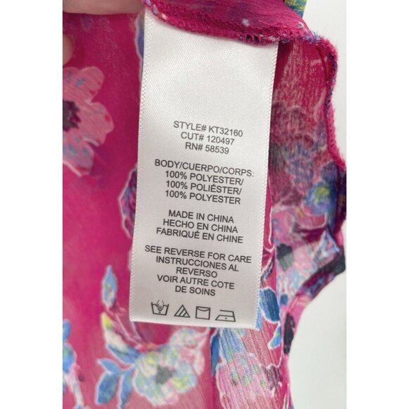 KUT from the Kloth Roll Tab Sheer Magenta Jasmine Blouse Sz Sm, Preppy‎ Office - Picture 7 of 11